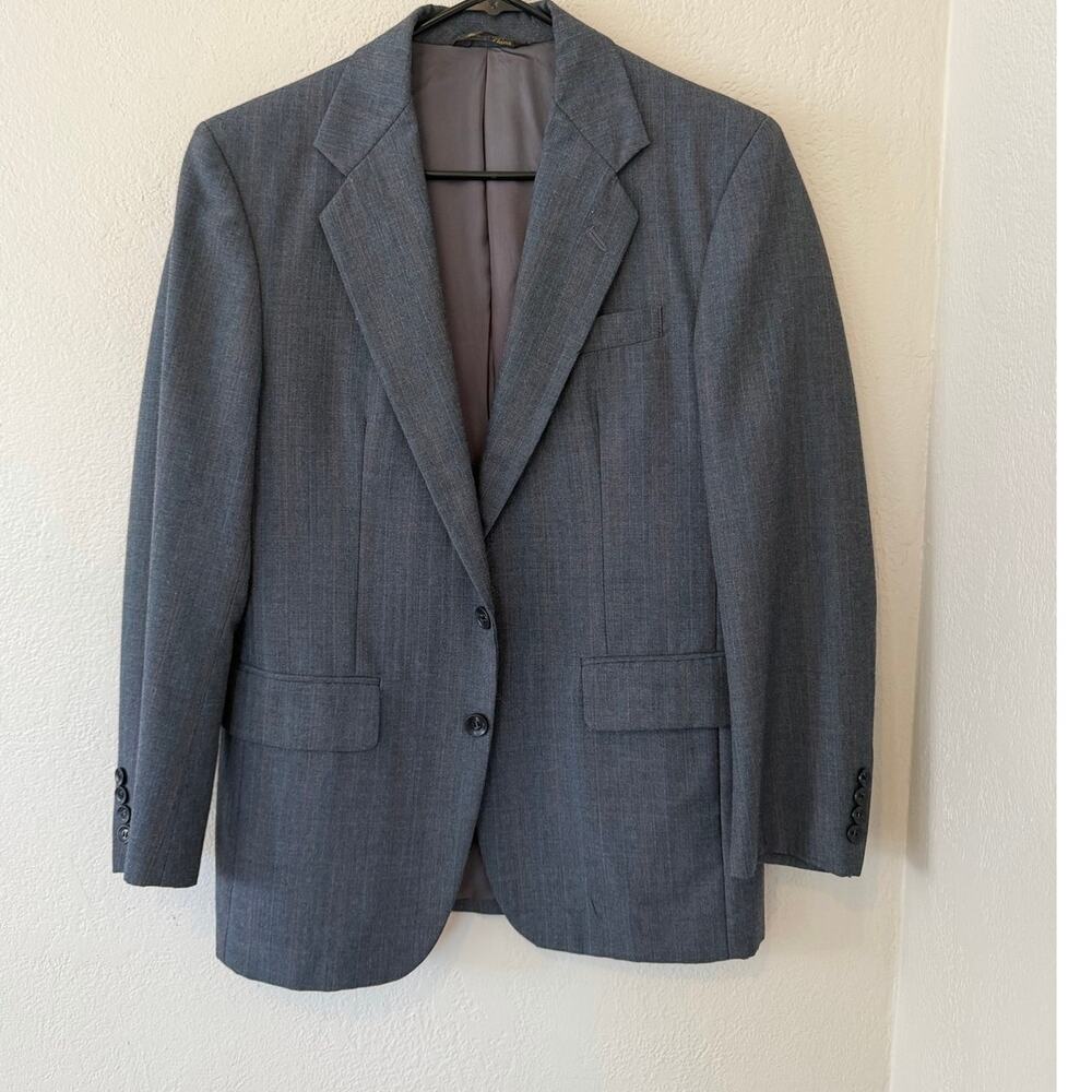 Men's John Alexander Gray Suit Blue Plurple Brown Strips Jacket Blazer Sz 38 S